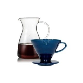 Hario Filterbryggset inkl. V60-02 keramisk dripper 2 koppar & glaskanna 0,4 L