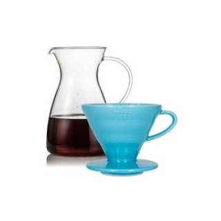 Hario Filterbryggset inkl. V60-02 keramisk dripper 2 koppar & glaskanna 0,4 L