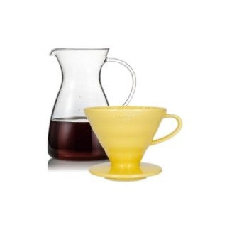Hario Filterbryggset inkl. V60-02 keramisk dripper 2 koppar & glaskanna 0,4 L