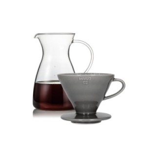 Hario Filterbryggset inkl. V60-02 keramisk dripper 2 koppar & glaskanna 0,4 L