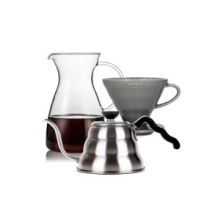 Hario Filterbryggset inkl. V60-02 keramisk dripper för 2 koppar, glaskanna 0,4 l & vattenkanna