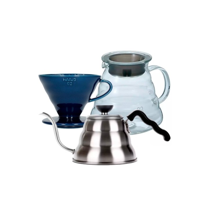 Hario Filterbryggset inkl. V60-02 keramisk dripper för 2 koppar, serveringskanna 0,6 l & hällkanna
