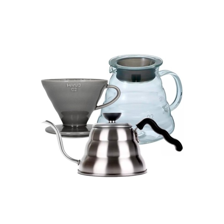 Hario Filterbryggset inkl. V60-02 keramisk dripper för 2 koppar, serveringskanna 0,6 l & hällkanna