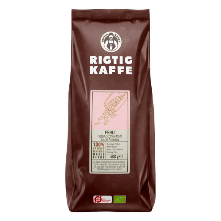 Rigtig Kaffe Ekologisk Peru v/24kg Hela kaffebönor