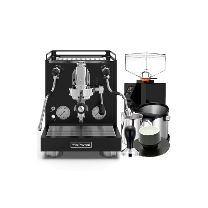 La Pavoni Ny Cellini Evolution inkl. espressokvarn, baristautrustning & koppar