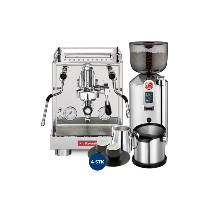 La Pavoni Ny Cellini Evolution LPSCVS01NO Inkl. La Pavoni Prosumer espressokvarn, baristautrustning & koppar