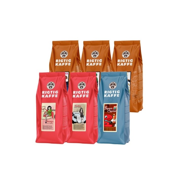 Rigtig Kaffe Mixpaket 2,7 kg Hela kaffebönor