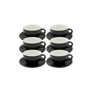 Club House Tulipano Latte med underkopp matt svart 30 cl 6 st