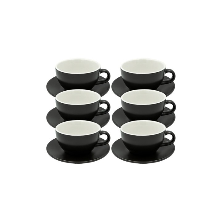 Club House Tulipano Latte med underkopp matt svart 30 cl 6 st