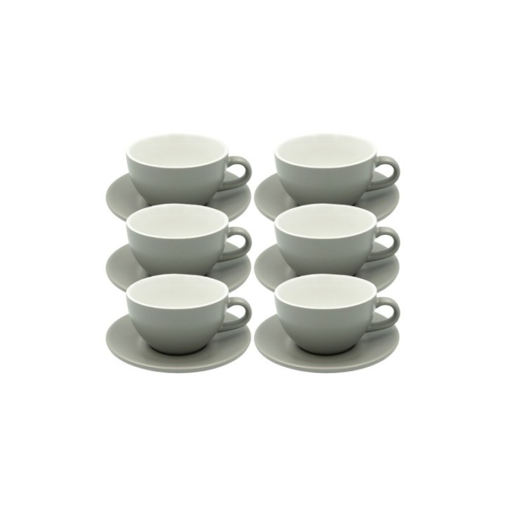 Club House Tulipano Latte med underkopp matt grå 30 cl 6 st