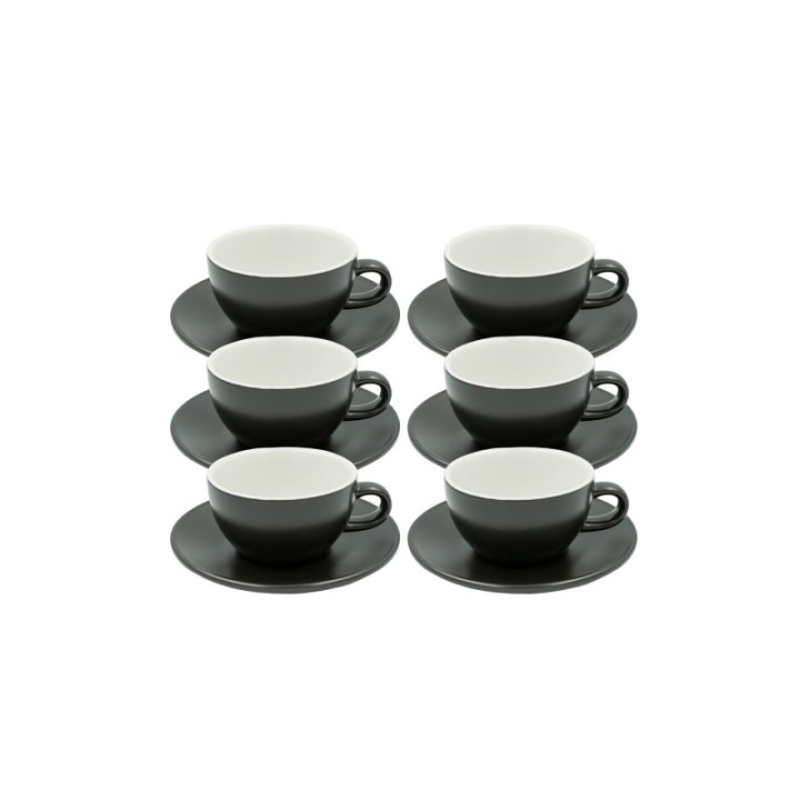 Club House Tulipano Cappuccino med underkopp matt svart 26 cl 6 st