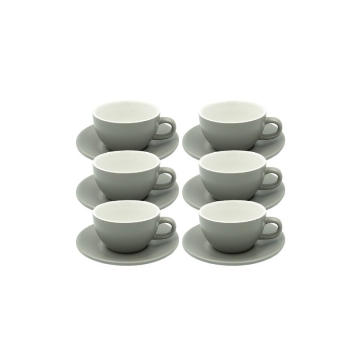 Club House Tulipano Cappuccino med underfat matt grå 26 cl 6 st