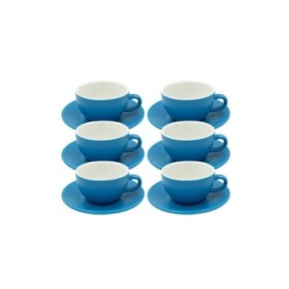 Club House Tulipano Cappuccino med fat matt blå 26 cl 6 st