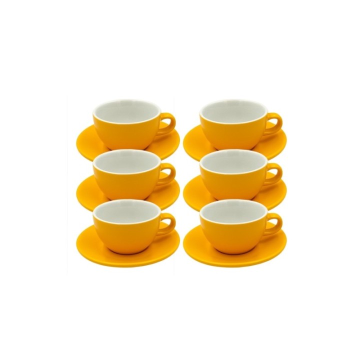 Club House Tulipano Cappuccino med underfat matt gul 26 cl 6 st