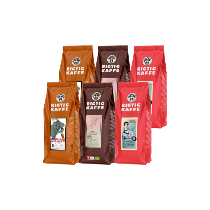 Rigtig Kaffe Mixpaket 2,6 kg Hela kaffebönor