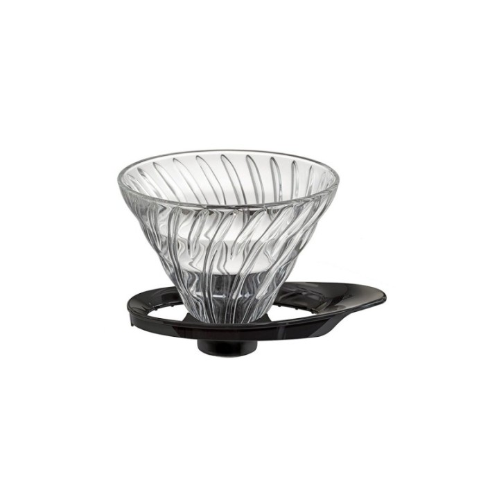 Hario V60-02 Glas Dripper Svart 2 Koppar.
