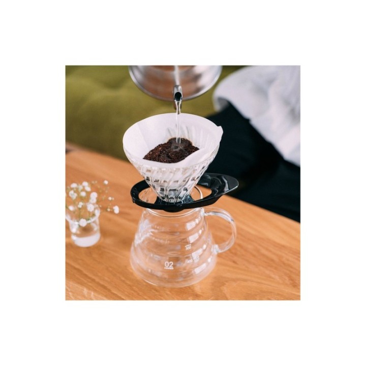 Hario V60-02 Glas Dripper Svart 2 Koppar.