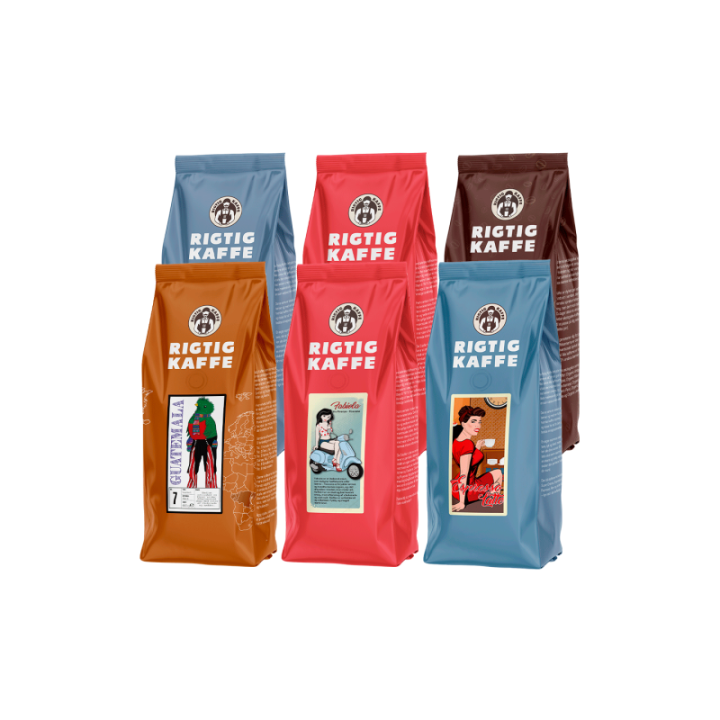 Rigtig Kaffe Mixpaket 2,7 kg Hela kaffebönor