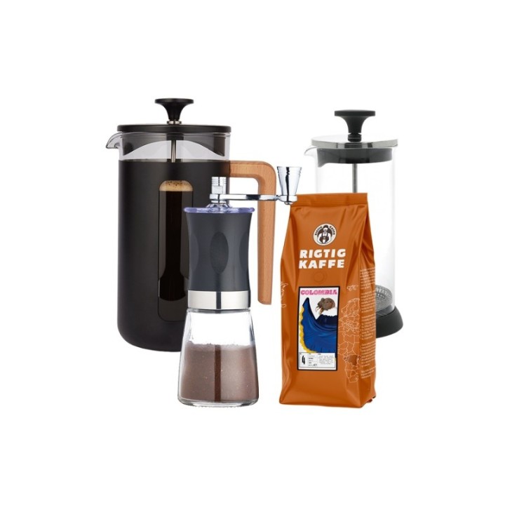 La Cafetière Pisa 8-kopps presskanna inkl. kvarn, mjölkskummare & kaffe