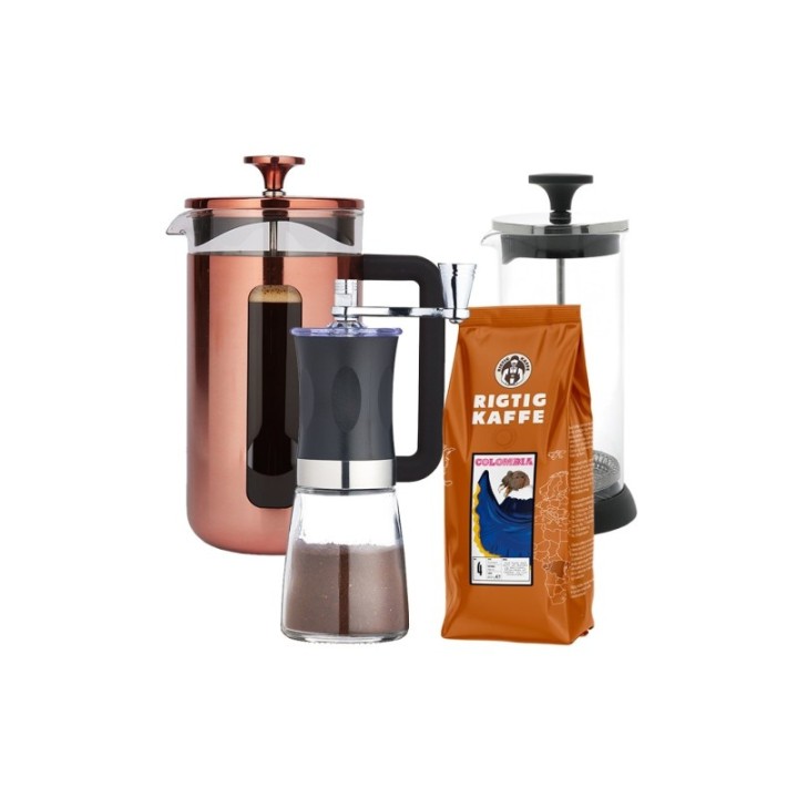 La Cafetière Pisa 8-kopps presskanna inkl. kvarn, mjölkskummare & kaffe