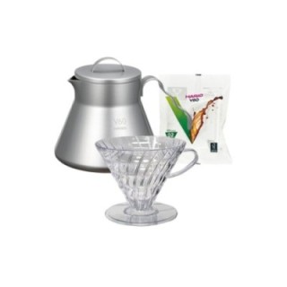Hario Filterbryggsats inkl. V60 metallserver, dripper för 2 koppar & filter