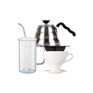 Hario filterbryggsats inkl. gooseneck-kanna, dripper för 2 koppar & serveringskanna
