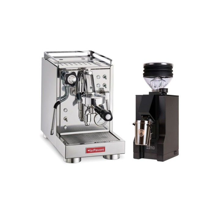 La Pavoni Mini Cellini LPSMCS01EU Espressomaskin inkl. Eureka Mignon Zero matt svart espressokvarn