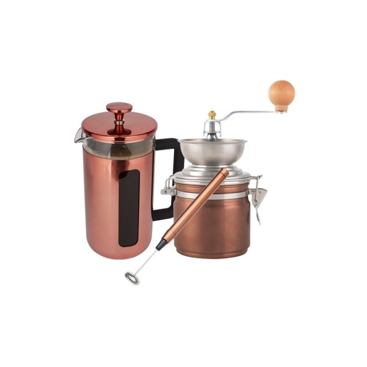 La Cafetière Pisa 3 koppar stempelkanna Inkl.Kaffem kvarn och mjölkskummare