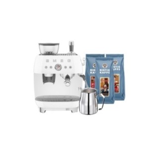 Smeg EGF03WHEU Manuell espressomaskin inkl. mjölkkanna & 1,5 kg Rigtig Kaffe