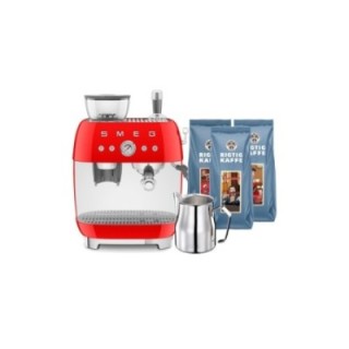 Smeg EGF03RDEU Manuell espressomaskin Inkl. Mjölkkanna & 1,5kg Rigtig Kaffe