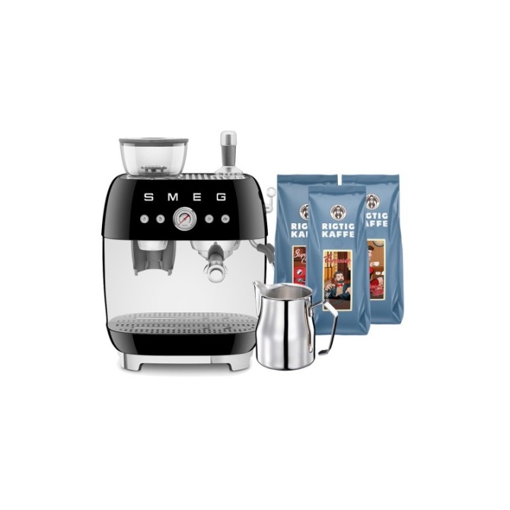 Smeg EGF03BLEU Manuell espressomaskin inkl. mjölkkanna och 1,5 kg Rigtig Kaffe
