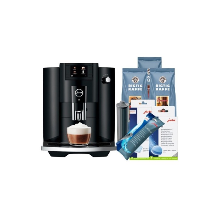 Jura E6 (EC) Piano Black Inkl. Filter, Rengöring, Avkalkning & 1500 g kaffe