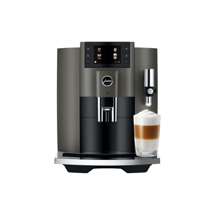 Jura E8 (EC) Dark Inox Espressomaskin Inkl. Startpaket (DK språk), Mjölkbehållare, Rigtig Kaffe & Skötsel