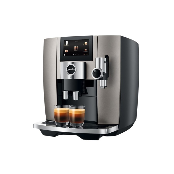 Jura J8 (EA) Midnight Silver Espressomaskin Inkl. Startpaket DK-språk, Mjölkbehållare, 3kg Rigtig Kaffe & Skötsel