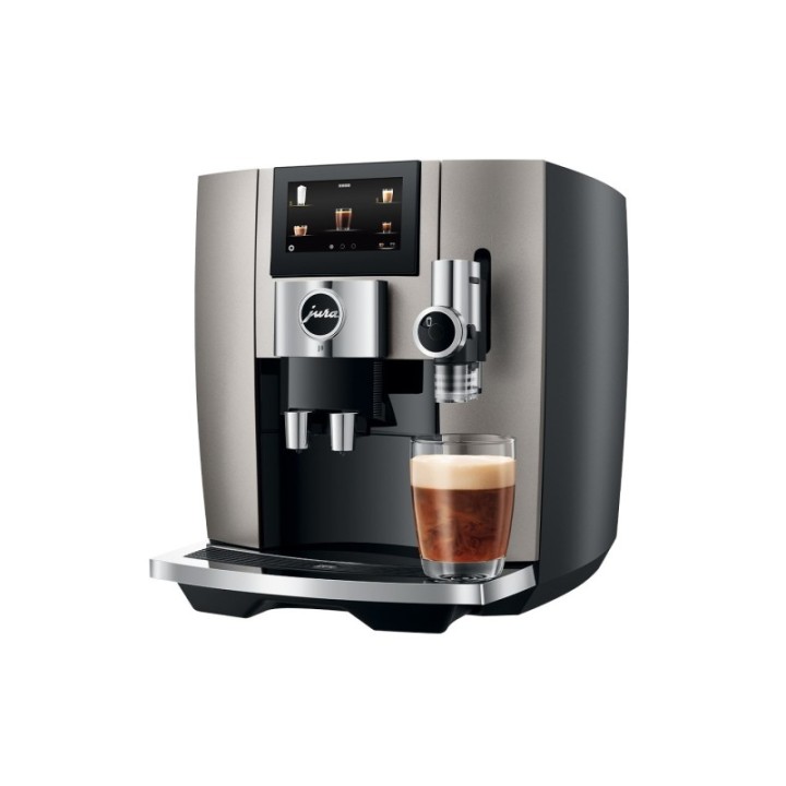 Jura J8 (EA) Midnight Silver Espressomaskin Inkl. Startpaket DK-språk, Mjölkbehållare, 3kg Rigtig Kaffe & Skötsel