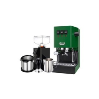 Gaggia Classic E24 Jungle Green espressomaskin inkl. Eureka Mignon Perfetto & baristautrustning