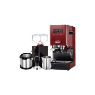Gaggia Classic E24 Röd Espressomaskin inkl. Eureka Mignon Perfetto & baristautrustning