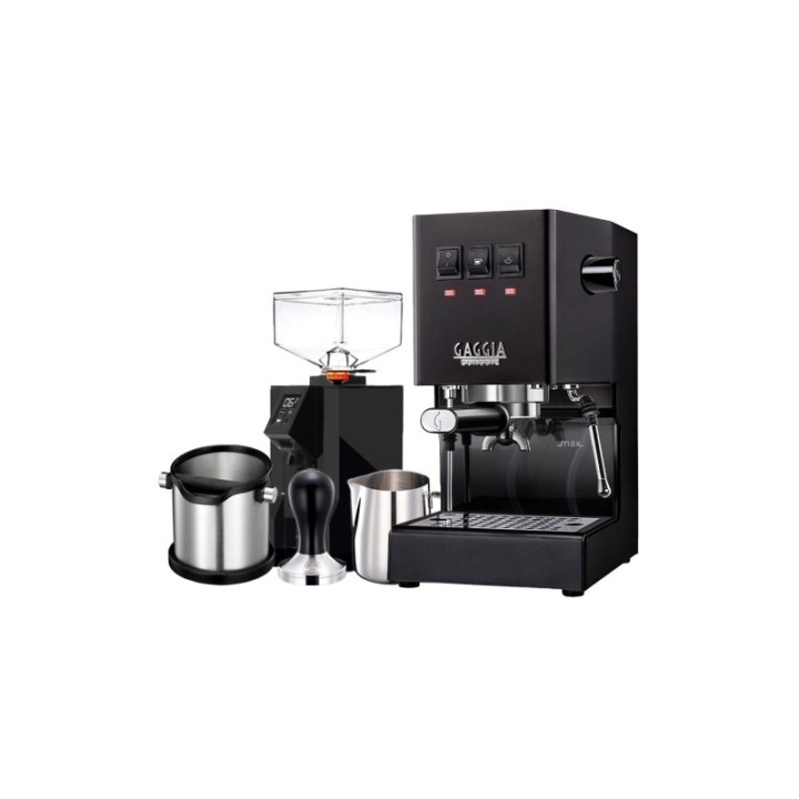 Gaggia Classic E24 Svart Espressomaskin Inkl. Eureka Mignon Perfetto & Baristautrustning