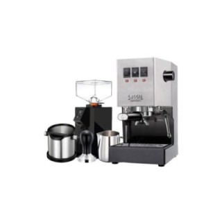 Gaggia Classic E24 Stål Espressomaskin Inkl. Eureka Mignon Perfetto & Baristautrustning