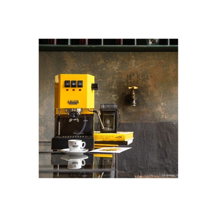 Gaggia Classic E24 Sunshine Yellow espressomaskin inkl. Eureka Mignon Perfetto & baristautrustning