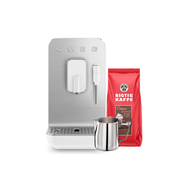 Smeg BCC12WHMEU Vit inkl. Mjölkkanna & Crema Intenso 1 kg kaffebönor