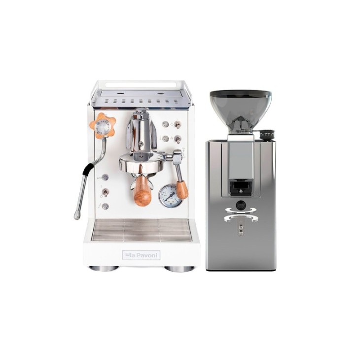La Pavoni Mini Cellini LPSMCW01EU inkl. La Pavoni New Kube espressokvarn