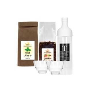 Hario Filter-In 0,75 L Istebryggare grå Inkl. Cool Mint Örtte 80 g & Rooibos Rabarber & Jordgubbste 100 g