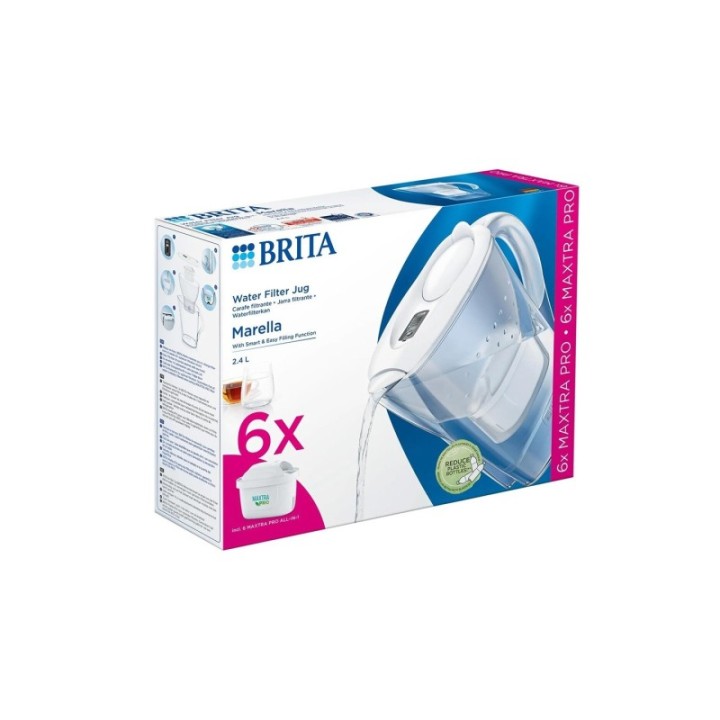 BRITA Marella 2,4L Vit Inkl. 6 st Maxtra Pro Filter