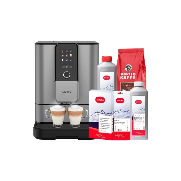 Nivona NIVO 8103 Titanium inkl. avkalkning, kalkfilter, rengöring & 1 kg kaffe