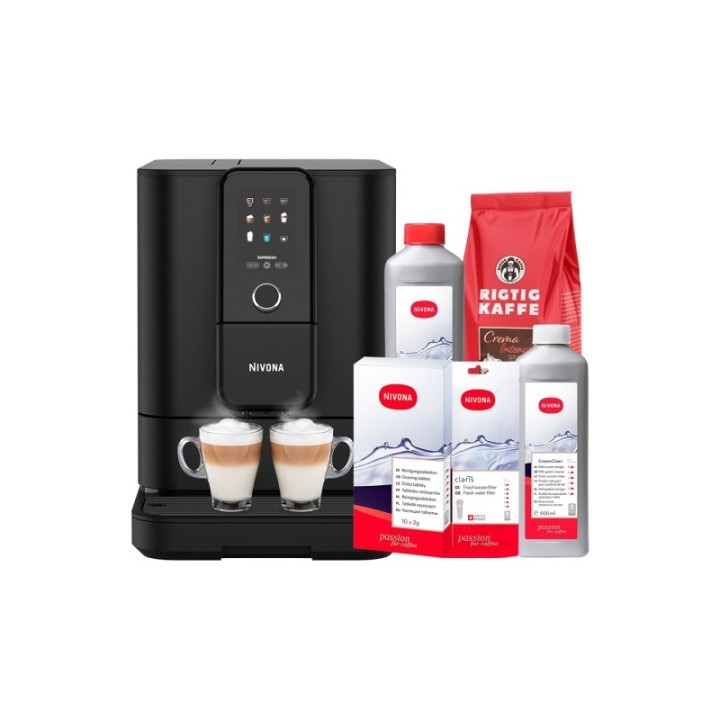 Nivona NIVO 8101 Svart Inkl. Avkalkning, Kalkfilter, Rengöring & 1 kg kaffe