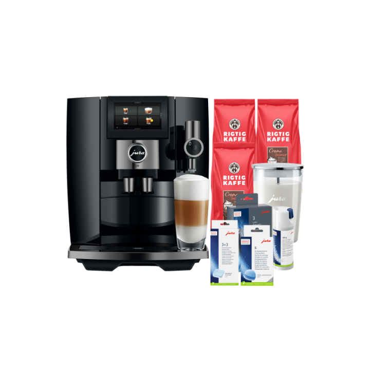 Jura J10 (EA) Piano Black Inkl. Skötsel, Mjölkbehållare, Filter & kaffe