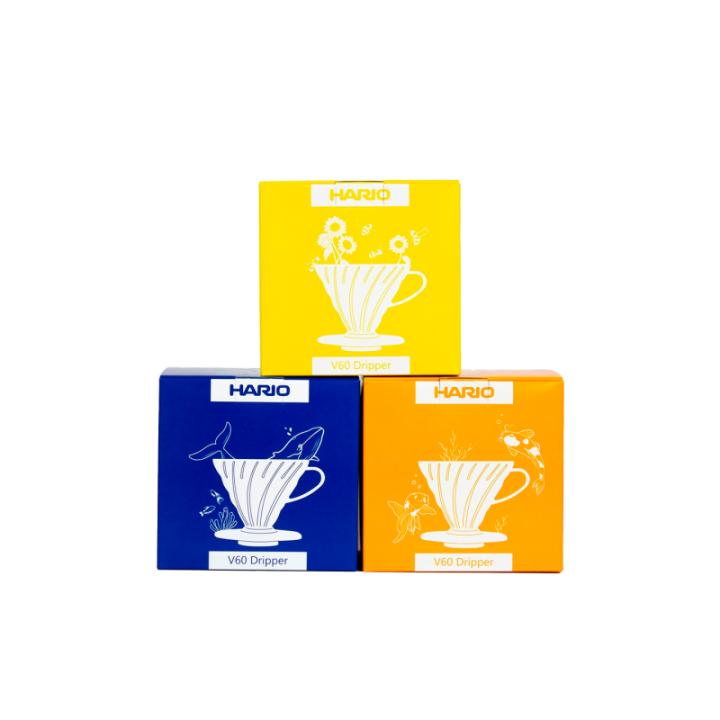 Hario V60 Dripper Gul 2 koppar. Inkl. filter