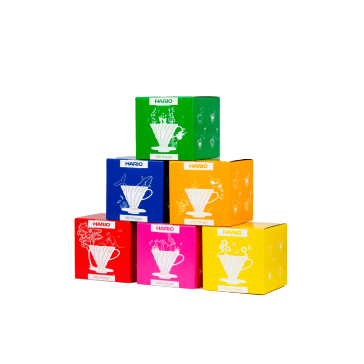 Hario V60 Dripper Gul 2 koppar. Inkl. filter