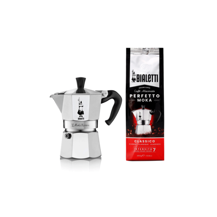 Bialetti Moka Express 3 koppar Espressokanna inkl. Classico kaffe 250 g